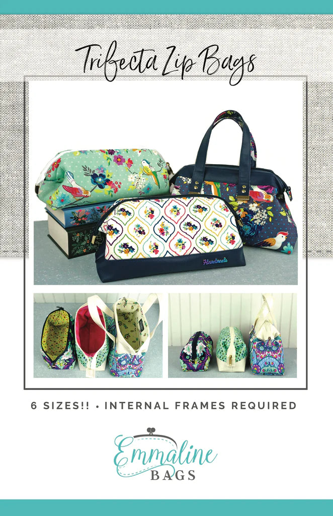 Emmaline Paper Pattern - Trifecta Zip Bags - 6 Sizes