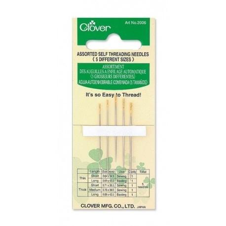 Clover Self-Threading Hand Sewing Needles, Assorted Sizes