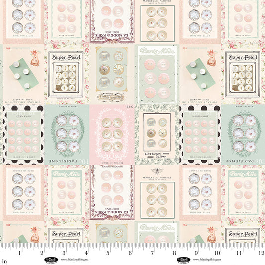 Blank Quilting Parisian Snippets Buttons - Ecru