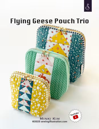 Paper Quilt Pattern - Flying Geese Pouch Trio