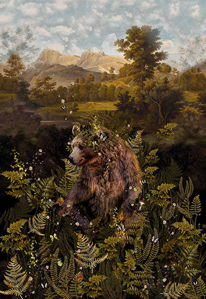 Among the Ferns Bear 30”x43” Panel