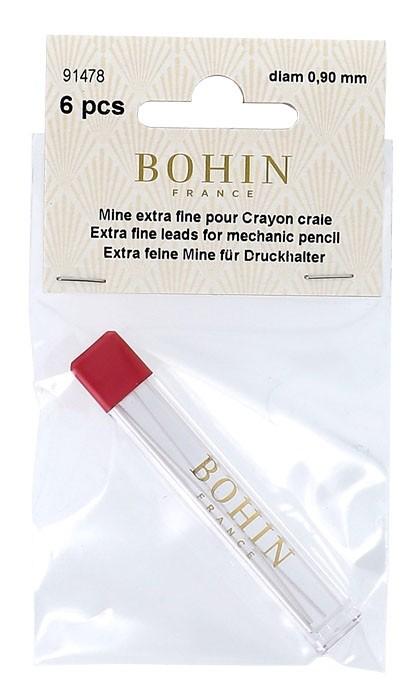 Bohin Extra Fine Pencil Refill, 0.9mm, White, 6pc.