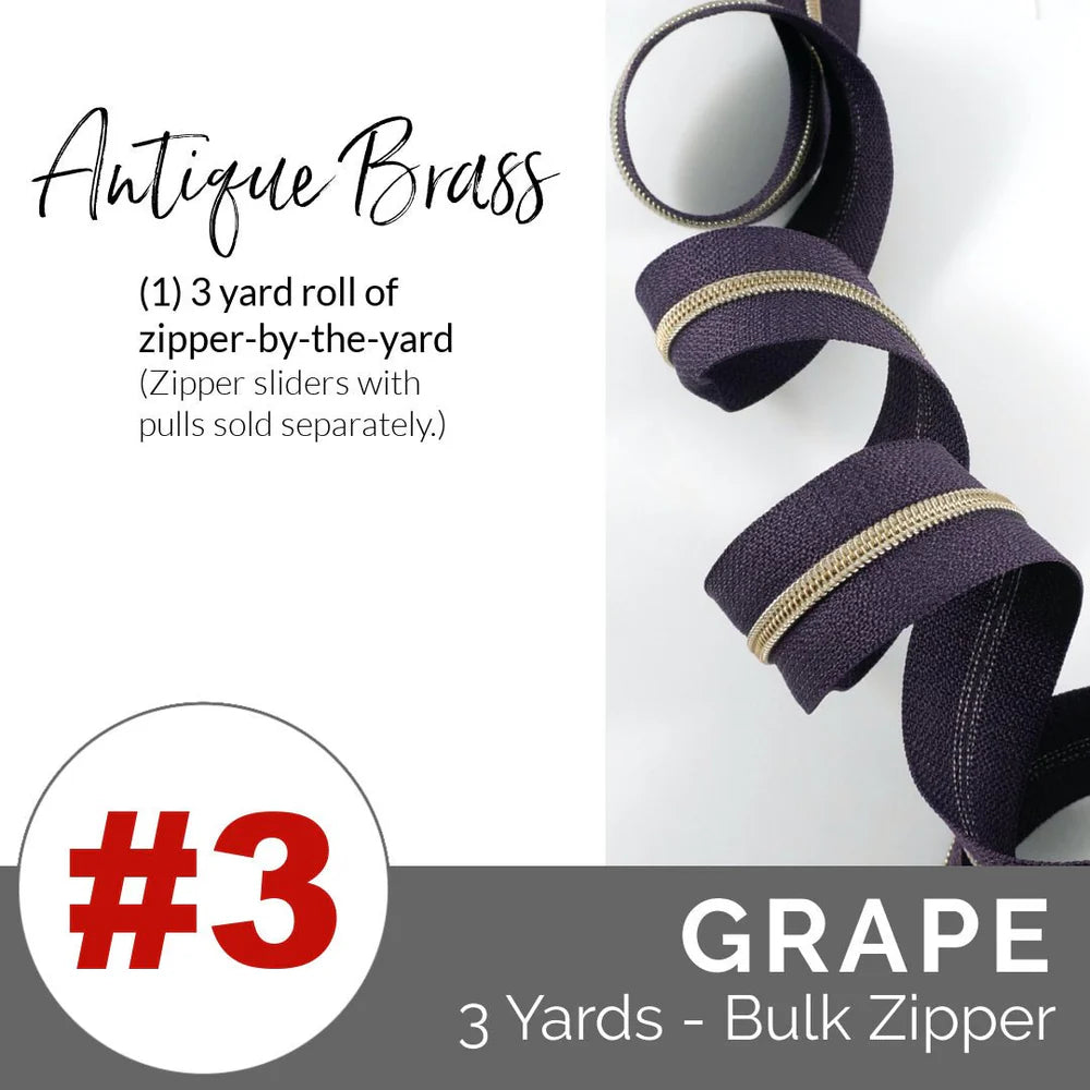Emmaline Zippers-by-the-Yard - *SIZE#3* Grape (DOES NOT INCLUDE SLIDERS/PULLS)