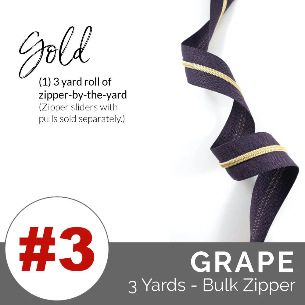 Emmaline Zippers-by-the-Yard - *SIZE#3* Grape (DOES NOT INCLUDE SLIDERS/PULLS)