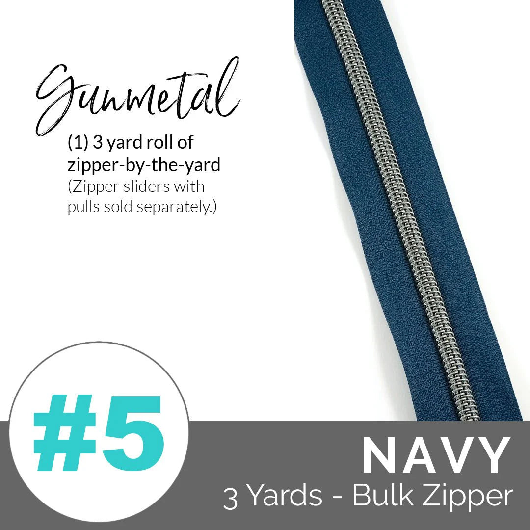 Emmaline Zippers-by-the-Yard - *SIZE#5* Navy (DOES NOT INCLUDE SLIDERS/PULLS)