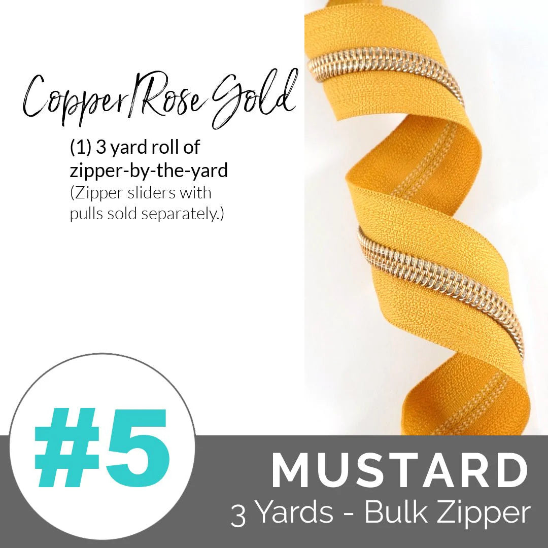 Emmaline Zippers-by-the-Yard - *SIZE#5* Mustard (DOES NOT INCLUDE SLIDERS/PULLS)