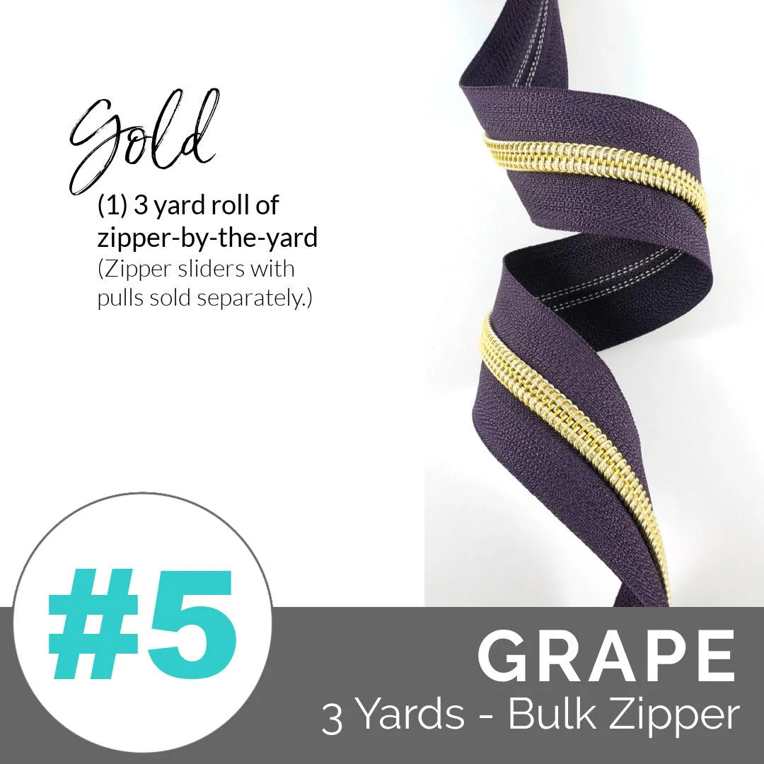 Emmaline Zippers-by-the-Yard - *SIZE#5* Grape (DOES NOT INCLUDE SLIDERS/PULLS)