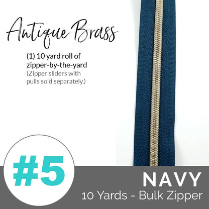 Emmaline Zippers-by-the-Yard - *SIZE#5* Navy (DOES NOT INCLUDE SLIDERS/PULLS)