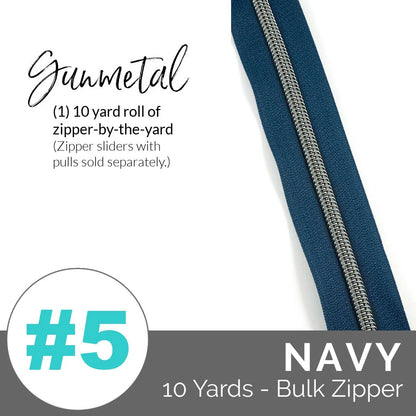 Emmaline Zippers-by-the-Yard - *SIZE#5* Navy (DOES NOT INCLUDE SLIDERS/PULLS)