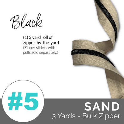 Emmaline Zippers-by-the-Yard - *SIZE#5* Sand (DOES NOT INCLUDE SLIDERS/PULLS)