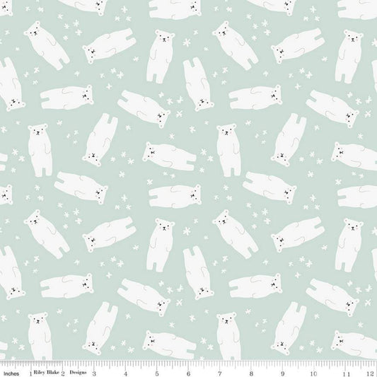 RB - Nice Ice Baby Polar Bears Mint 1 meter cuts