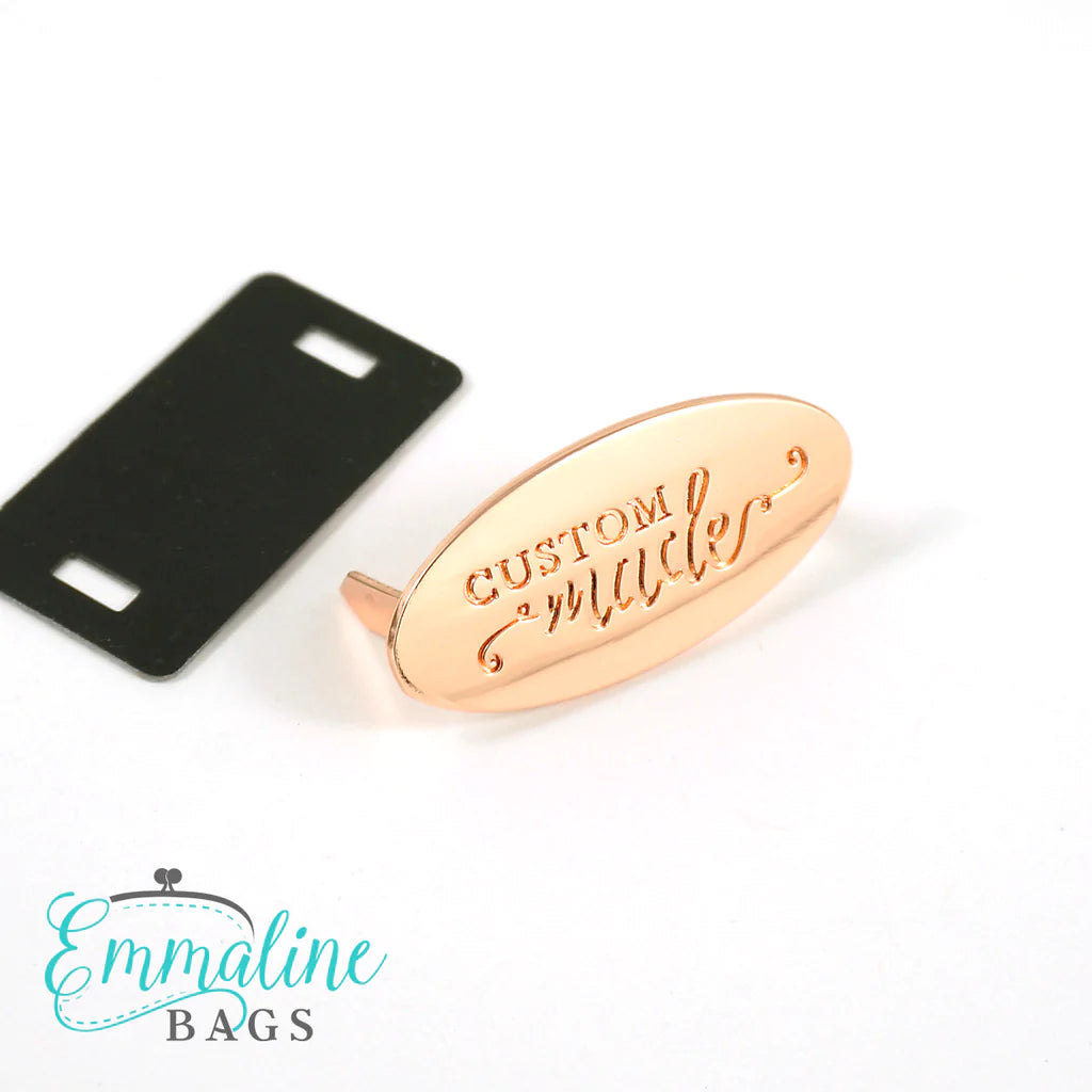 Metal Bag Label: Oval with "CUSTOM Made"