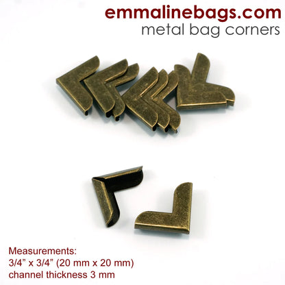 Metal Corners for Purses 3/4" x 3/4" (10 Pack)