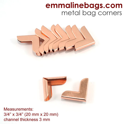 Metal Corners for Purses 3/4" x 3/4" (10 Pack)