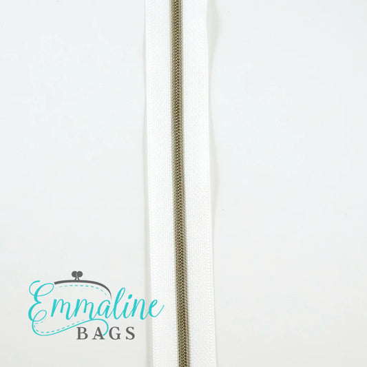Emmaline Zippers-by-the-Yard - *SIZE#3* White (DOES NOT INCLUDE SLIDERS/PULLS)