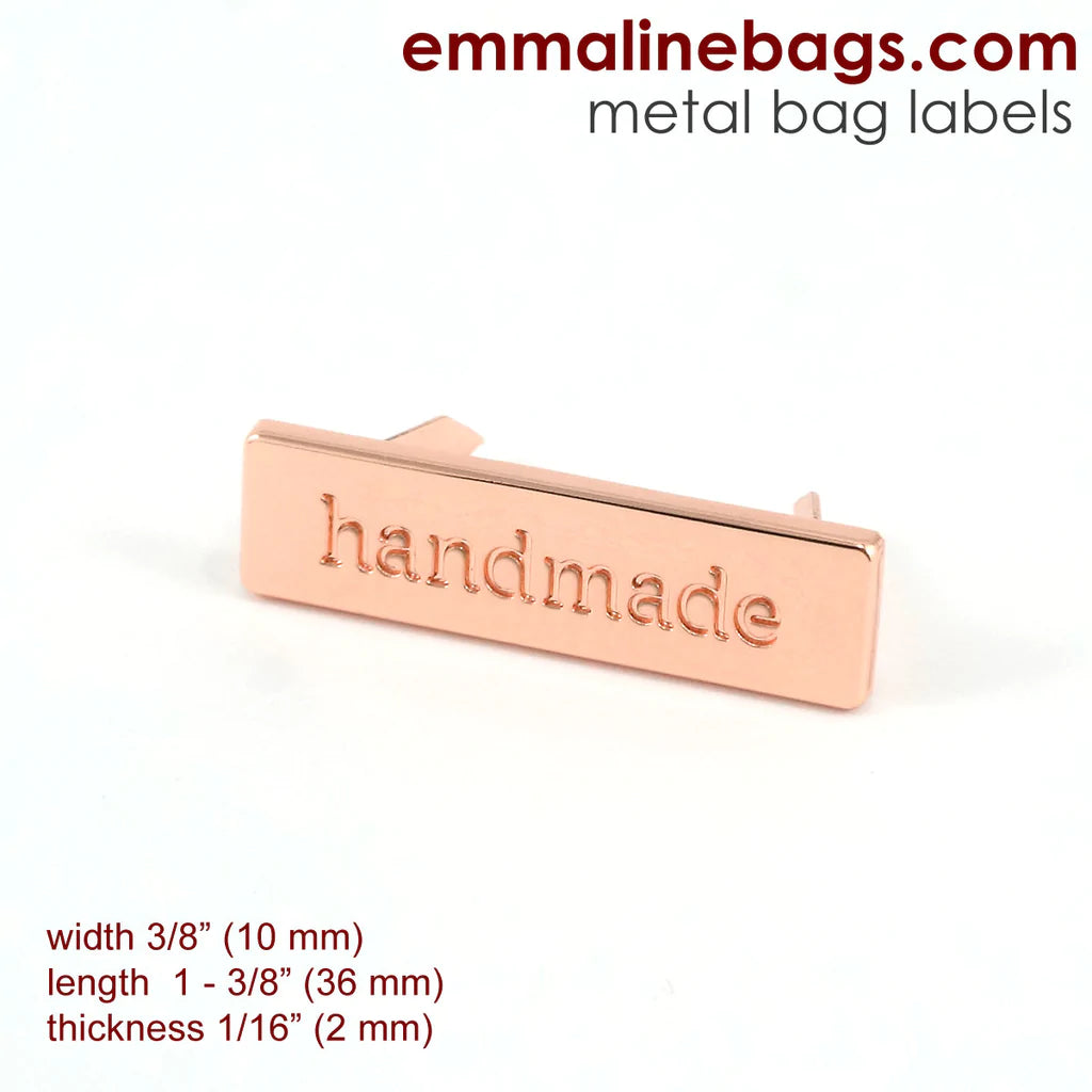 Metal Bag Label: "handmade"