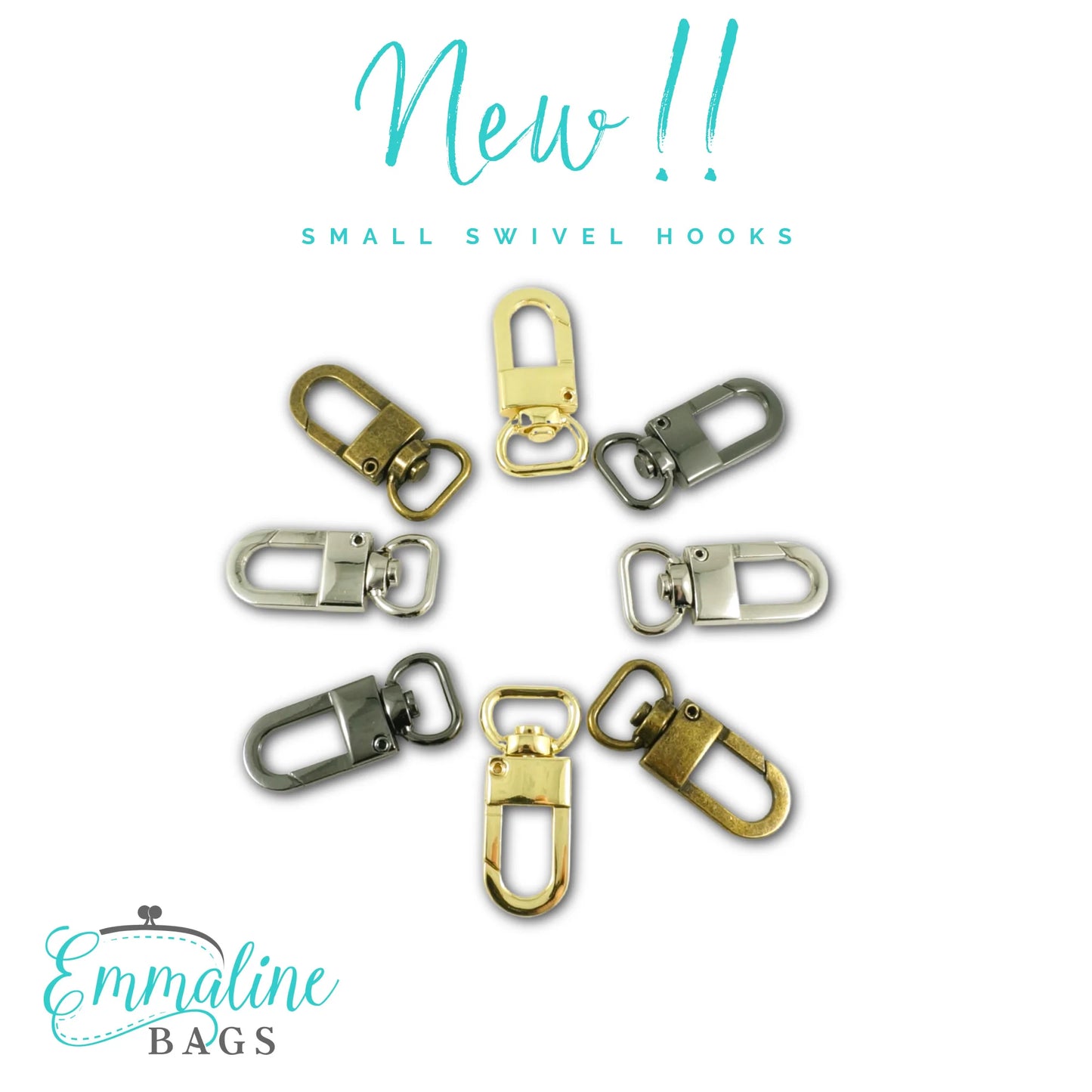 Emmaline Swivel Snap Hooks: 1/2" (12mm) Wristlet/Strap Hook (2 Pack)